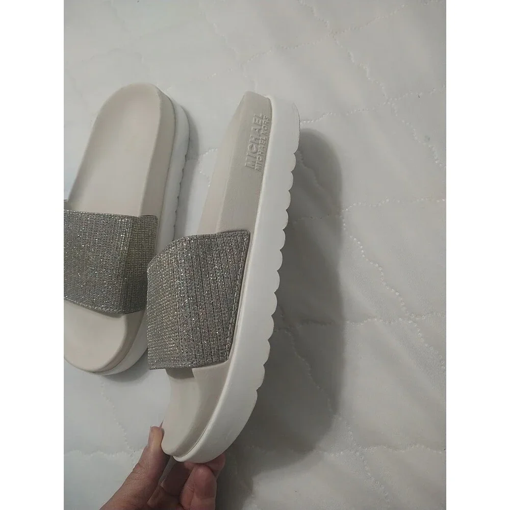 Michael Kors platform Embellished Bling Slides Size 8 Y2K City Boho Beachy
